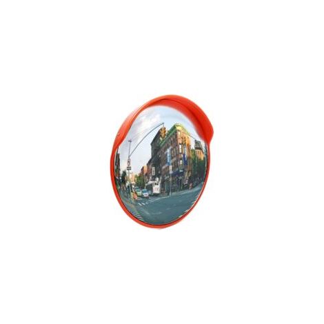 Miroir rond de circulation convexe 45 cm Champ de vision de 160° Couvercle de protection Sécurité routière Outdoor Indoor Résistant Matériel de montage inclus