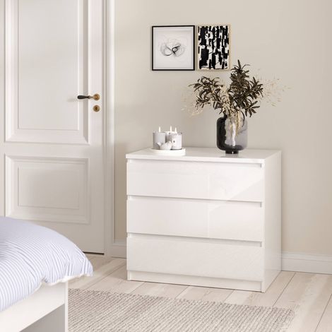 Dmora - Cajonera Kajiki, Cómoda multiusos, Cómoda de dormitorio, Gabinete con cajones, 77x50 h68 cm, Blanco brillante (1/5)