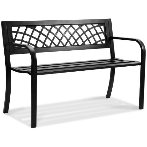 Gartenbank Terrassenbank aus Metall, 1163 mm Parkbank Ruhebank 218 kg Tragkraft, 3 Personen Garten- und Parkbank mit Rückenlehne & Armlehnen, Vintage Sitzbank für Garten, Park, Hof, Veranda (1/5)