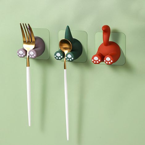 Waschbärschwanz-förmiges Tiermotiv, 1 Stück, rotes Eichhörnchen, selbstklebender Wandhaken für Jacken und Taschen (1/5)