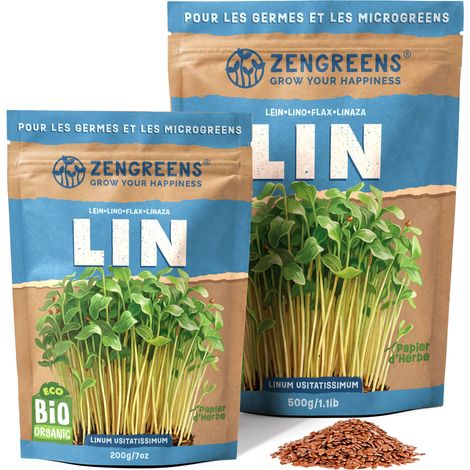 Graines à germer bio Lin 500 g pousses et micro-pousses ZenGreens (1/5)