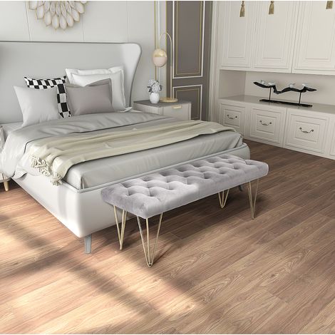 Banco de entrada de terciopelo gris 116 x 44,5 x 49 cm, hierro, 100 kg HAVRYA (1/5)