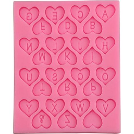 Moule de Gâteau en Silicone Flexible, Non Collant et de Haute qualité avec une Lettre Forme Coeur pour Décoration Gâteau d'anniversaire Fête, Formes d'alphabet Adaptées au Chocolat Bricolage, (1/4)