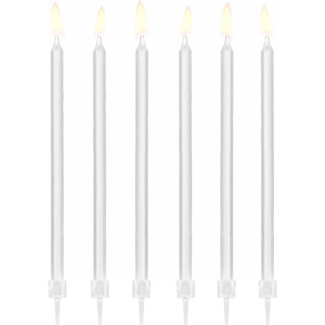 Velas de cumpleaños lisas blancas de 14 cm, 12 unidades. (1/4)