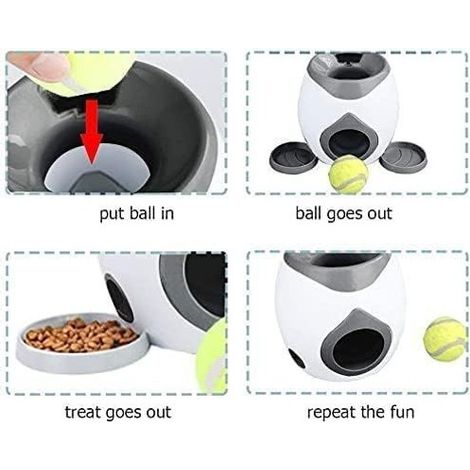 Lanceur de jouets pour animaux, distributeur automatique avec 1 cuillère et 2 balles de tennis, idéal pour nourrir et stimuler réflexes et coordination de votre compagnon. (1/3)