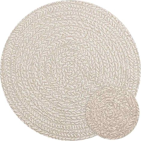 Tapis-Tapis de salon-Tapis Chambre ZIZUR crème Ø 90 cm aspect de jute intérieur et extérieur 110201