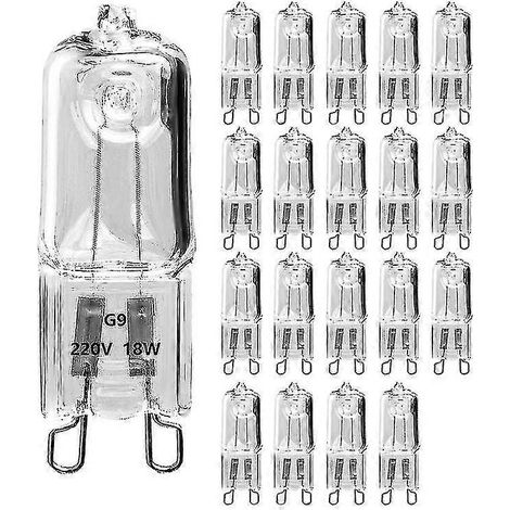 20 ampoules halogènes G9, ampoules halogènes transparentes à intensité variable de 18 W (1/5)