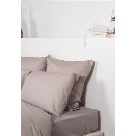 Drap Housse Uni Polycoton 140X190 Cm Taupe