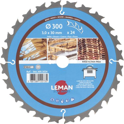 LAME CIRC.HM CHANTIER D300X3.0X30 Z=24 ALT POS+AR - 366.300.3024 - LEMAN (1/4)