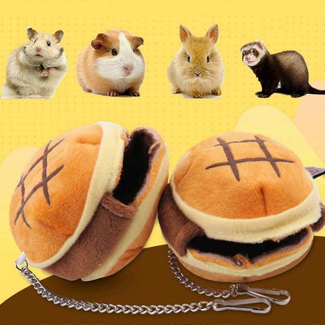 Niche chaude pour hamster en forme de hamburger, accessoires pour cage de petits animaux (1/4)