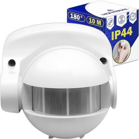 Detecteur de Mouvement Exterieur pour Commande Automatique L'éclairage 180° avec Classe de Protection IP44 - Détecteur de Mouvement Extérieur avec Rayon d'action de 10 m - Couleur Blanc - (1/5)