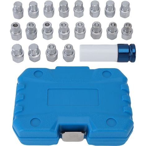 Jeffergarden Kit de 21 clés à écrou de blocage de roue, adaptateur de douille de moyeu de roue antivol, outil de démontage de vis de réglage (1/5)