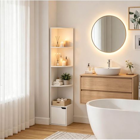 Ecke Ablage Regal im Büro,Stilvolles Stehendes Bücherregal,Display Regal,Aufbewahrungsregal im Wohnzimmer(nur mit Aufbewahrungsregal) (1/4)