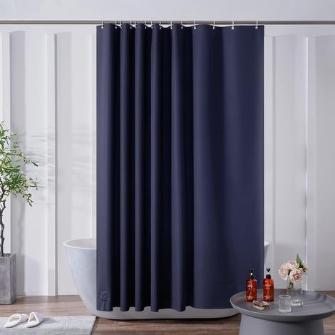 c Rideau Douche 200x200cm Anti Moisissure Imperméable avec Bloc de Verre en Bas Grand Rideau de Baignoire Bleu Marine avec 12 Crochets (1/5)
