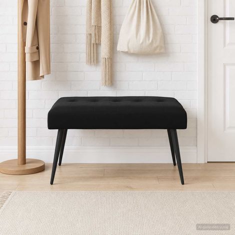 vidaXL Banc avec capitonnage bouton Noir 80 x 40 x 46 cm Velours (1/5)