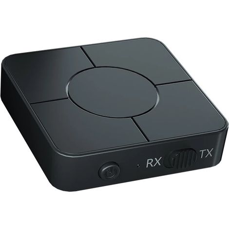 Wireless audio adapter combining Bluetooth 5.0 receiver and transmitter for hands-free car calls. (1/5)