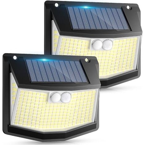 Lampe Solaire Exterieur Détecteur Mouvement: 248 LED Lumiere Solaire Extérieur avec Détecteur de Mouvement 3 Modes 270° Eclairage IP65 Etanche Spot Exterieur Mural Applique pour Jardin Garage 2 Paquet (1/5)