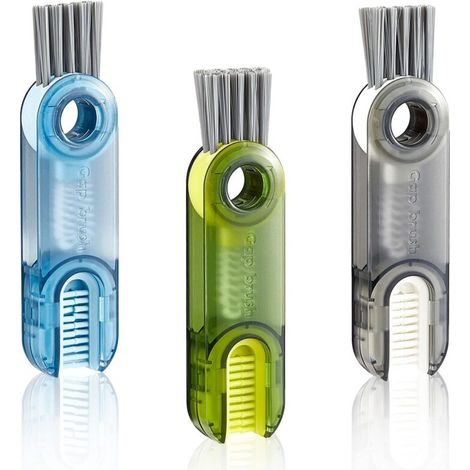 3pcs Multi-function Cup Lid Cleaning Brush Set, Portable Design, Deep Cleaning in Small Corners (1/5)