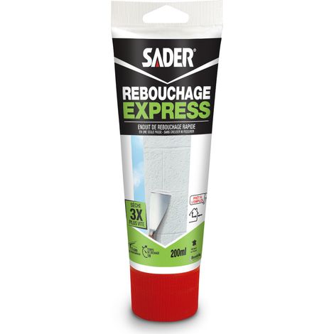 Sader Enduit de Rebouchage Rebouche Tout Express, Rebouche jusqu'à 1cm Sans Retrait, Intérieur et Extérieur, Séchage Rapide, Pâte Prête à l'Emploi, Gris, Tube de 200 ml
