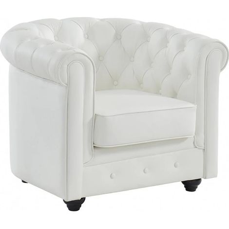 Poltrona in Pelle di bufalo Bianca - CHESTERFIELD (1/3)