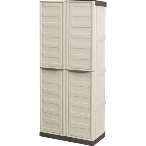 Dmora Armario para exteriores o exteriores multiusos, 3 puertas móviles y 3 estantes de polipropileno, 100% Made in Italy, 70x39h165 cm, color beige