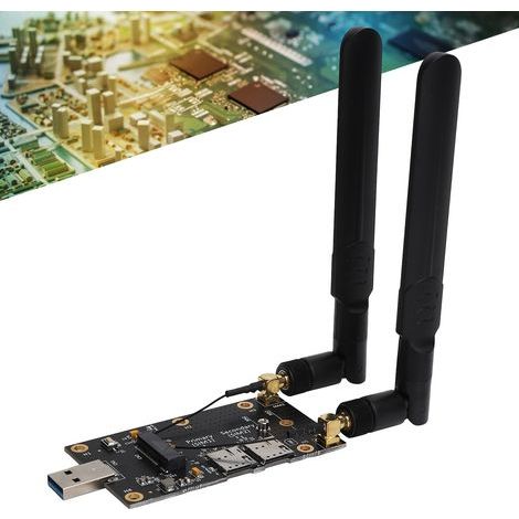 NGFF (M.2) to USB 3.0 Adapter with Antenna Connector and SIM Card Slot for 3G/4G/5G Modules (1/5)