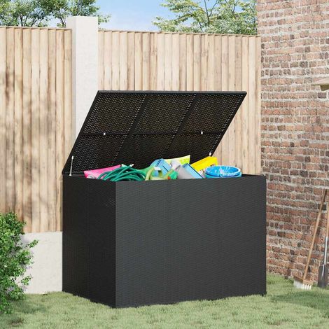 vidaXL Baúl para cojines de jardín ratán PE negro 145x100x103 cm (1/5)