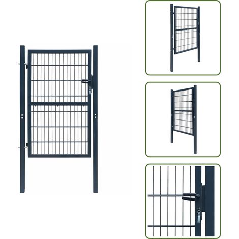 The Living Store Portail de clôture 2D (simple) Gris anthracite 100x120 cm - Portail de jardin (1/5)