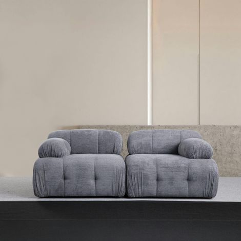Canapé modulable 2 places gris, assise profonde 190 cm ICA (1/5)