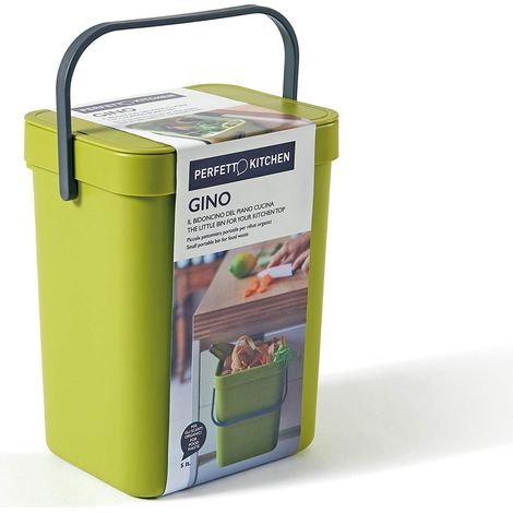 Perfetto 29100 bidone per la spazzatura 5 L Rettangolare Nero, Verde (1/5)
