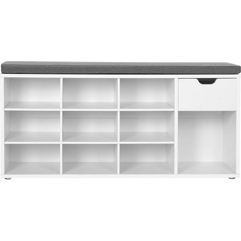 CALICOSY - Banc de rangement chaussures blanc 10 niches 1 tiroir (1/5)