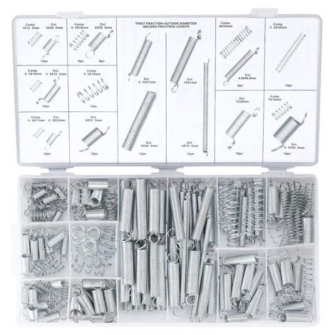 Sollbry Ressort de Compression et Rallonge, Assortiment en Acier en Métal de Traction, Tension Pression et Goupilles Ressorts avec Boîte de Rangement - 200 Pcs