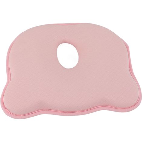 Baby-Kopfformungskissen mit Memory-Baumwollkern, bequemes Stillkissen zur Korrektur eines flachen Kopfes, rosa (1/5)