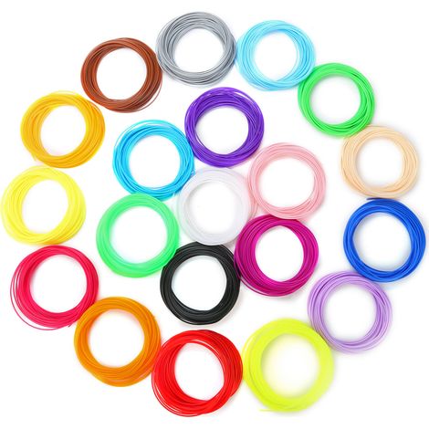 Filaments PCL basse température pour stylo 3D, lot de 20 couleurs, 5 m par couleur (1/5)