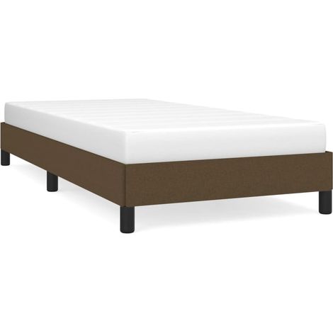 Lit adulte pour 1 personnes, Structure de lit, Assemblage Facile, Marron foncé 90x200 cm Tissu OIB9338E (1/5)