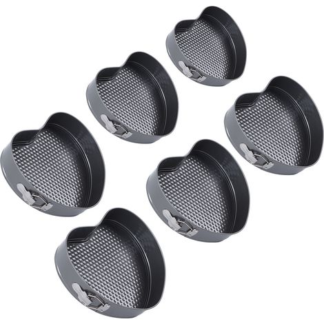 6-teiliges Set herzförmiger, antihaftbeschichteter Backformen für gleichmäßig erhitzte Biskuitböden und Käsekuchen mit Federverschluss (1/5)