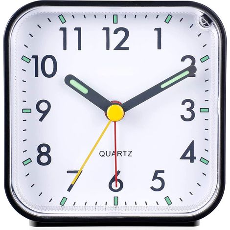 Réveil analogique silencieux (sans tic-tac), réveil en douceur, bips sonores, volume progressif, fonction snooze et éclairage (fonctionne sur piles), réglage facile (1/5)