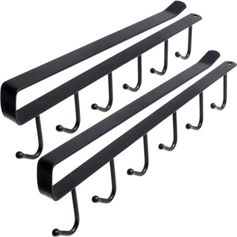 U7165 Metall Hakengestell Tassen (2er Set), Unter Regal Tassen Aufhängen, Schrankeinsatz Tassenhalter -Schwarz (1/5)