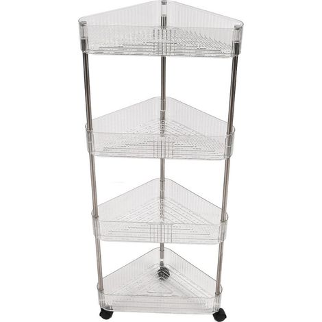Chariot roulant Transparent multifonctionnel à 4 niveaux, coin mobile, caddie à couches pour bébé, organisateur pour bureau, salon, cuisine (1/4)