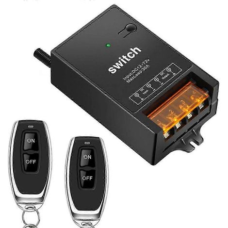 Interrupteur télécommandé 12V avec relais 30A, interrupteur sans fil DC 72V, 60V, 48V, 36V, 24V, 12V, compatible avec les lampes, les luminaires, les ventilateurs, etc., haute qualité. (1/5)