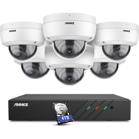 ANNKE 5MP 8 Channel PoE Security System with 6 Dome Cameras, Works with Alexa,IP67 Waterproof,Built-in Mic, RTSP Supported - 4TB HDD (1/5)