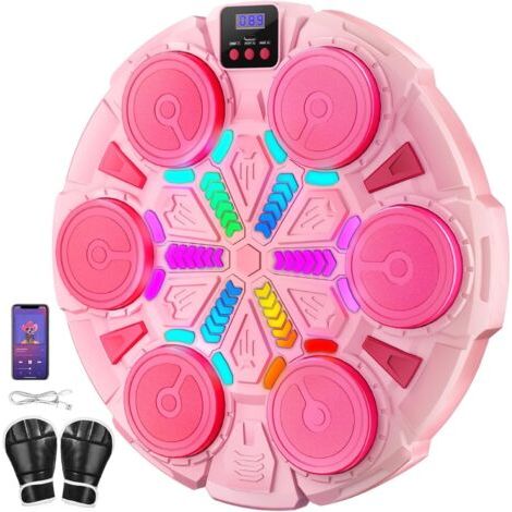 Machine de boxe musicale, machine de boxe intelligente Bluetooth murale avec gants, 3 modes, vitesse réglable, pour l'entraînement de boxe à domicile des enfants et des adultes (1/5)