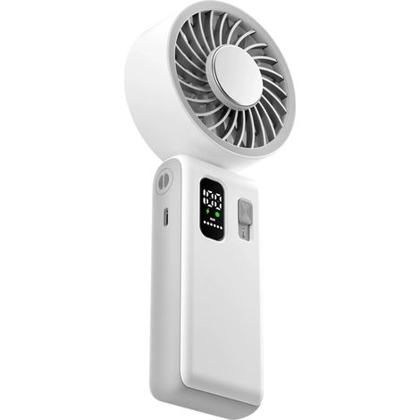 Ventilador De Mano - Batería 6000 mAh - Ángulo De Inclinación 180° - Flujo De Aire Alto - Función De Enfriamiento - Para Uso Doméstico De Oficina Y Viaje - 80 x 41,6 x 196 mm (1/5)