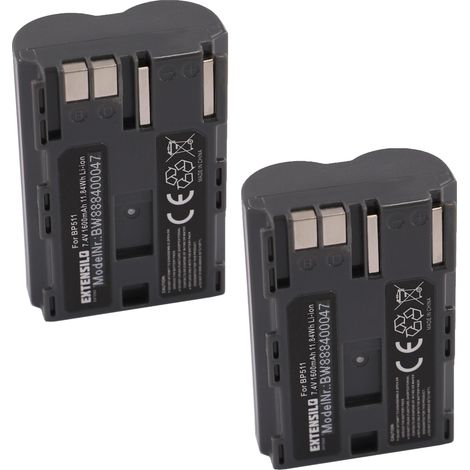 EXTENSILO 2x Akku kompatibel mit Canon PowerShot G3, G5, G1, G2, Pro 1, G6, Pro 90is Kamera (1600 mAh, 7,4 V, Li-Ion) (1/4)