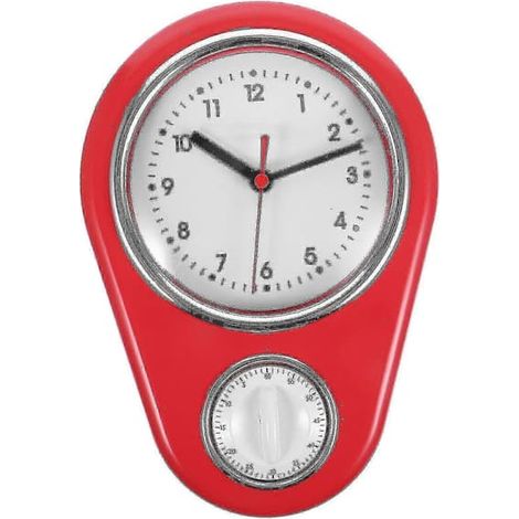 Horloge murale de cuisine, minuteur, style moderne, sans pile, pour (bleu) [] Rouge 31,6 x 21-AquaForge (1/2)