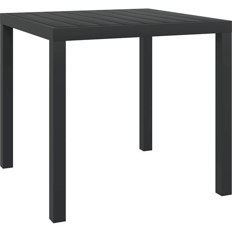 Gartentisch Schwarz 80x80x74 cm Aluminium und WPC