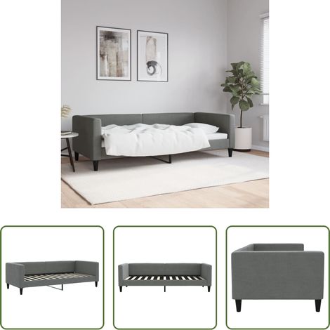 vidaXL Canapé - Lit de repos sans matelas gris foncé 90x200 cm tissu (1/5)