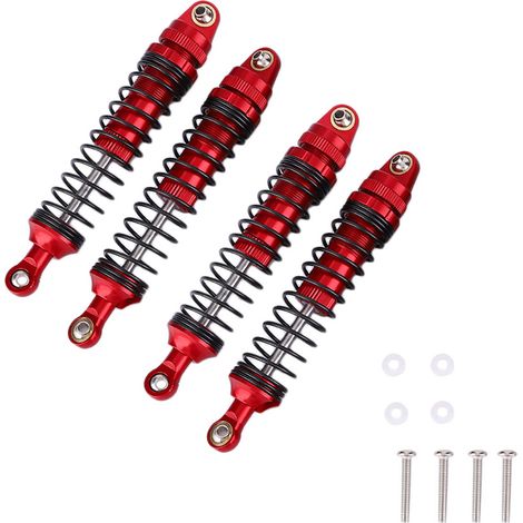 4 pièces Amortisseurs RC en Alliage d'Aluminium Rouge pour SCX10 D90 1/10 Voiture Tout Terrain Crawler (1/5)