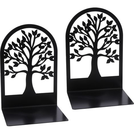 Sujetalibros, sujetalibros para libros, sujetalibros decorativos, soportes para libros para el hogar, la escuela o la oficina, sujetalibros de metal resistente. Sujetalibros para estantes (negro, 2 pi