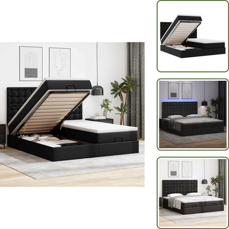 Lit ottoman avec matelas & LED Noir 180x200cm similicuir - Lit Ottoman - Lits Ottoman - Cadre De Lit - Cadre De Lit Avec Rangement (1/5)